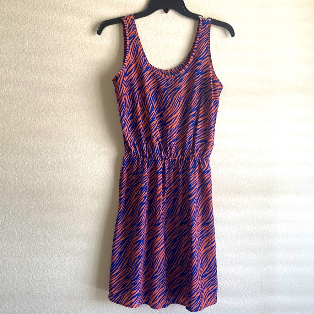 XS Sunday in Brooklyn Bright Orange and Royal Blue Sleeveless dress